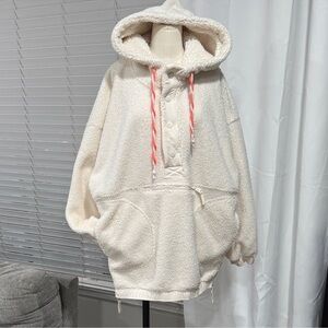 FREE PEOPLE MOVEMENT “Fuzzy Was She” Cream Sherpa Pullover SMALL